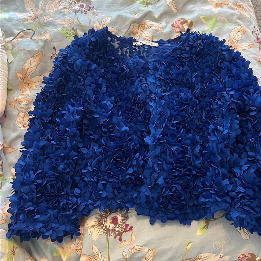 Zara Royal Blue Floral Lace Top